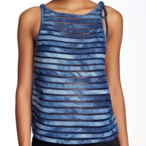 Denim Mesh Side Tie Top